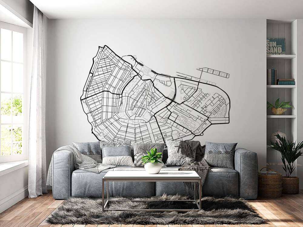 Amsterdam city centre map, white