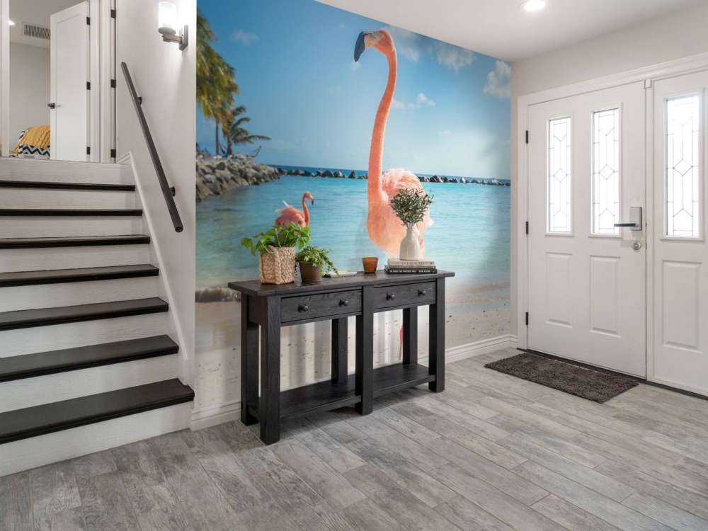 Flamingo on the beach