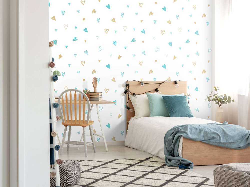 Mint and golden hearts