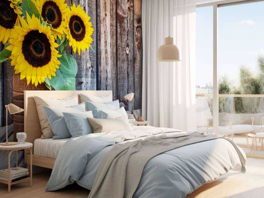 Vase with sunflowers