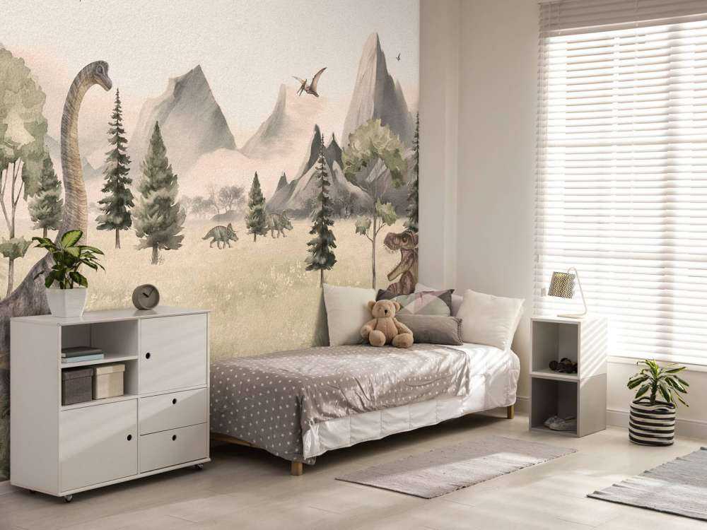 Landscape with dinosaurs in beige