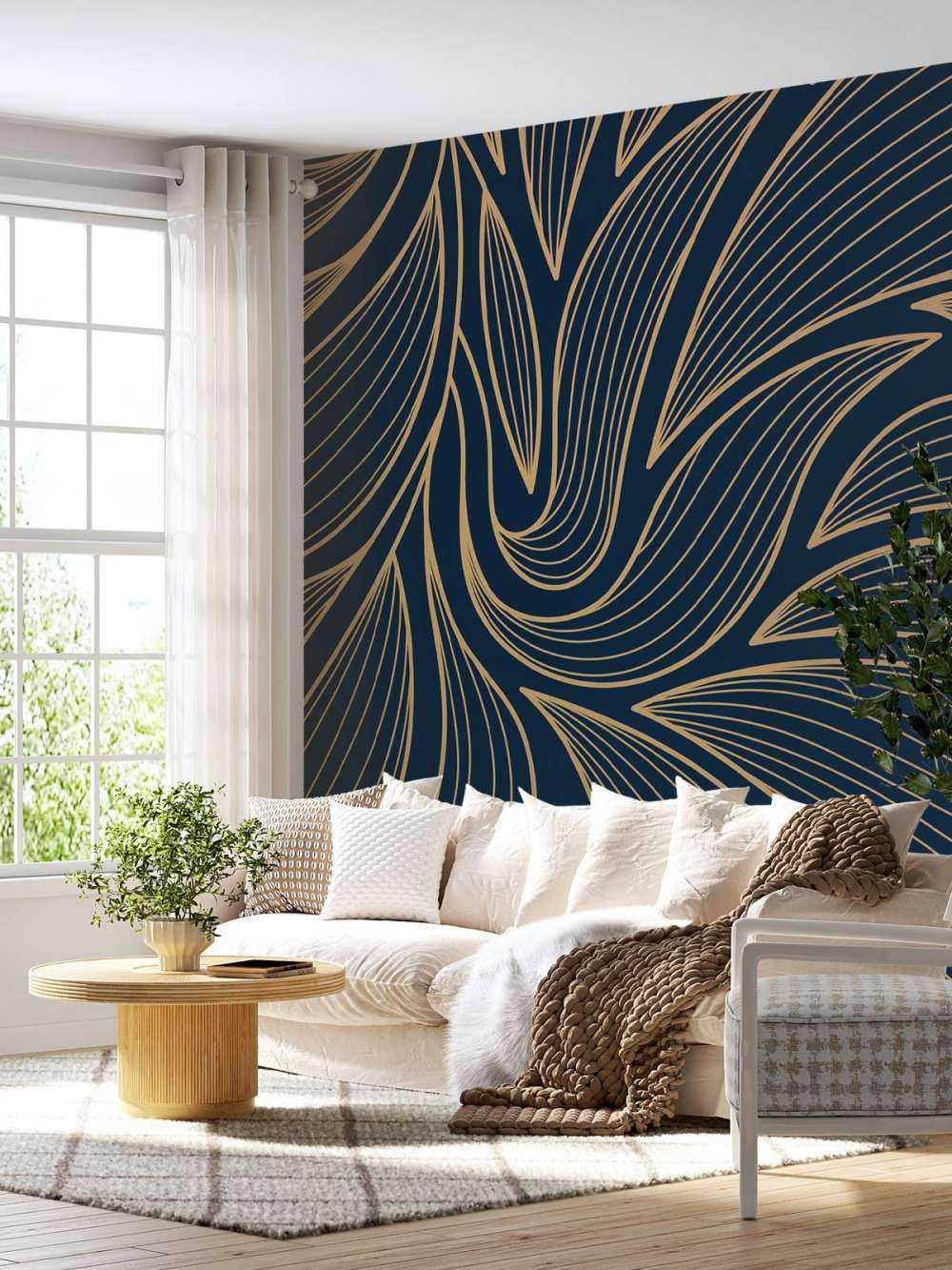 Art deco flowers blue