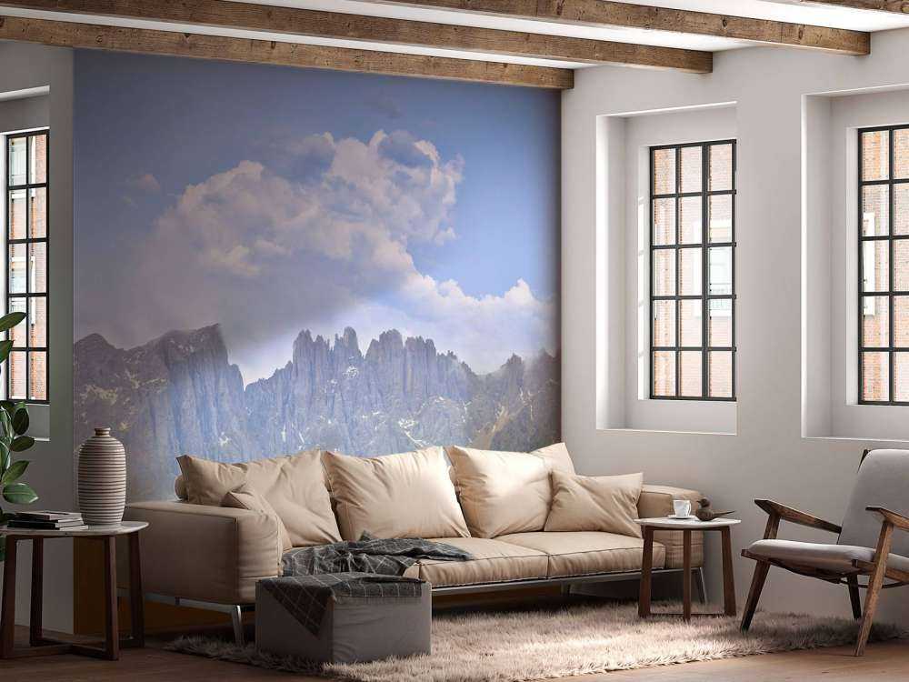 Mountains with trees and clouds