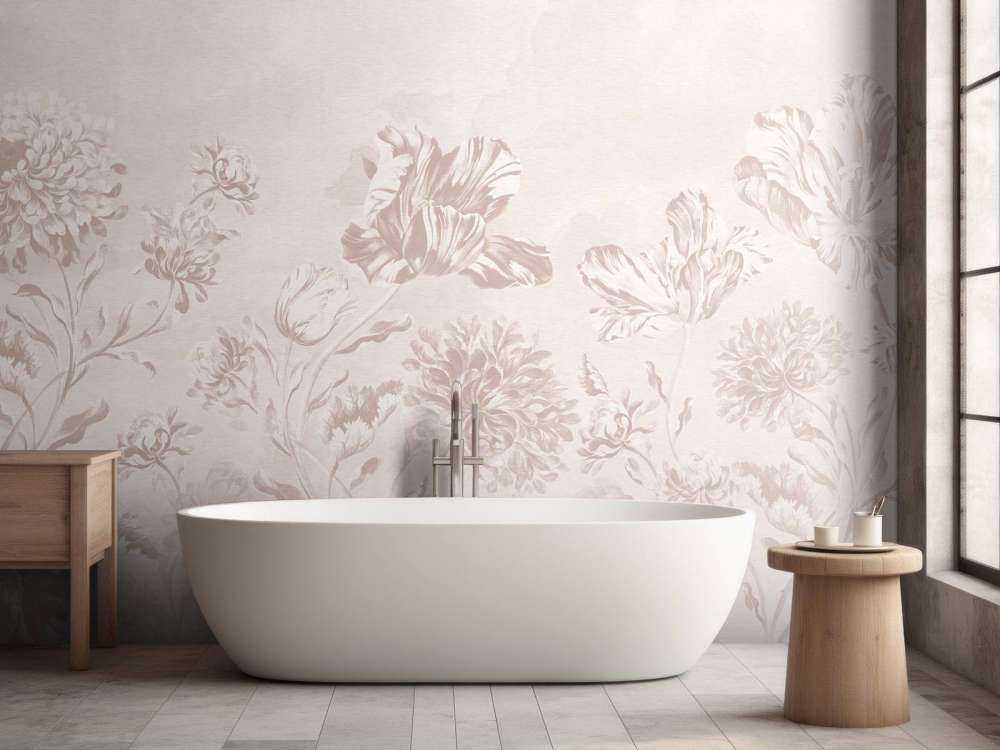 Baroque floral landscape - powder pink