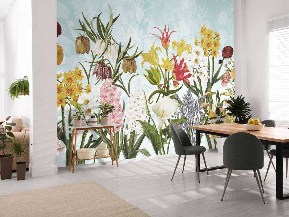 Spring Flowers - Soft Aqua Breeze