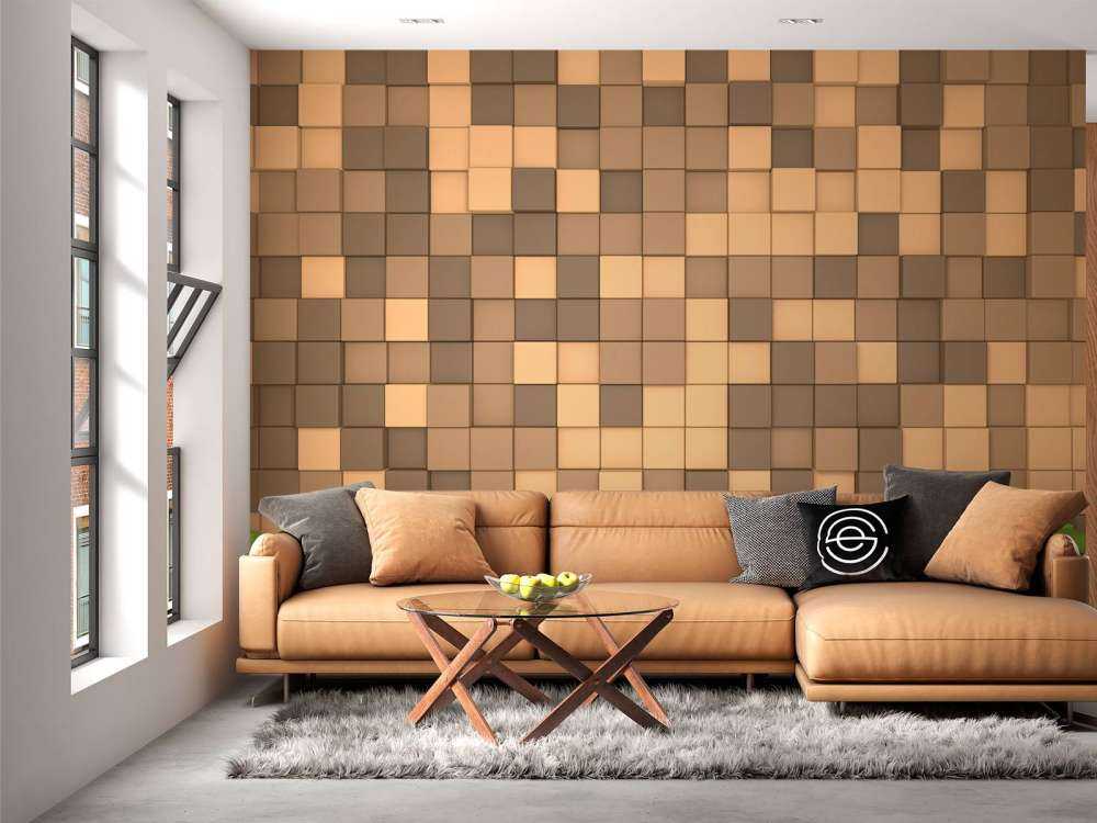 3D Minecraft landscape with brown blocks