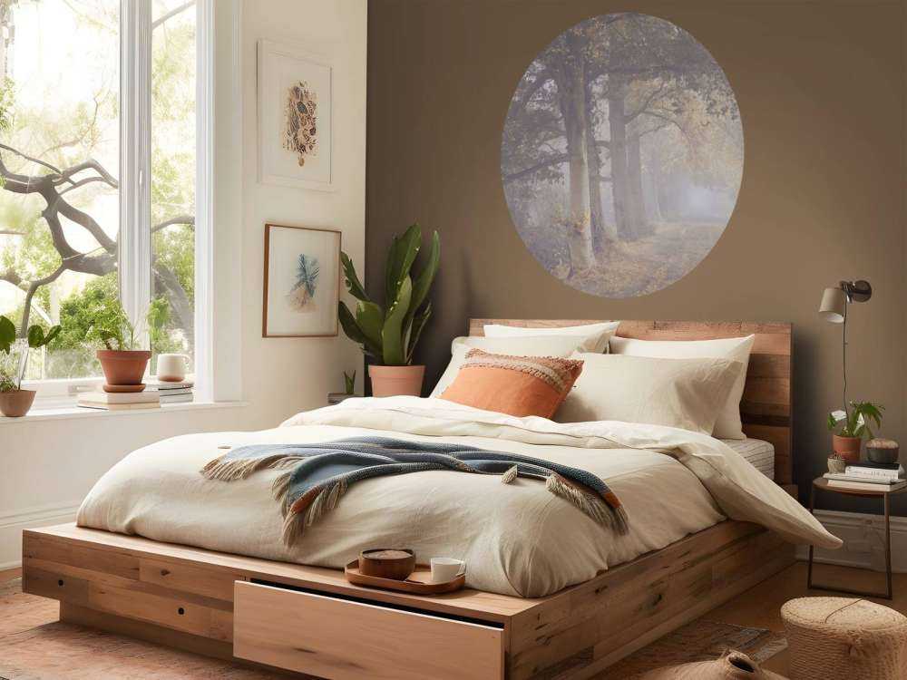 Misty road with trees