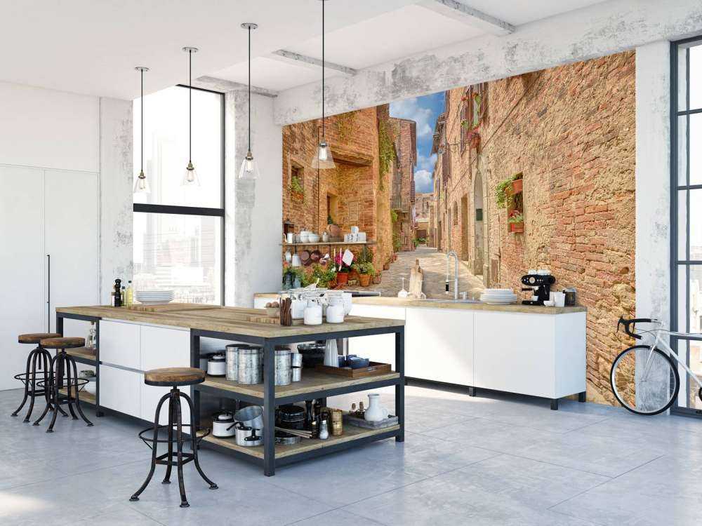 Italian street with plants and flowers