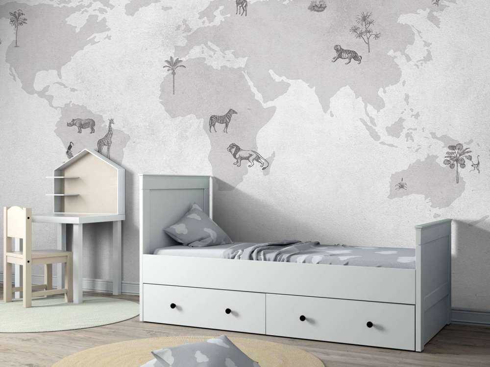 World map sketch grey