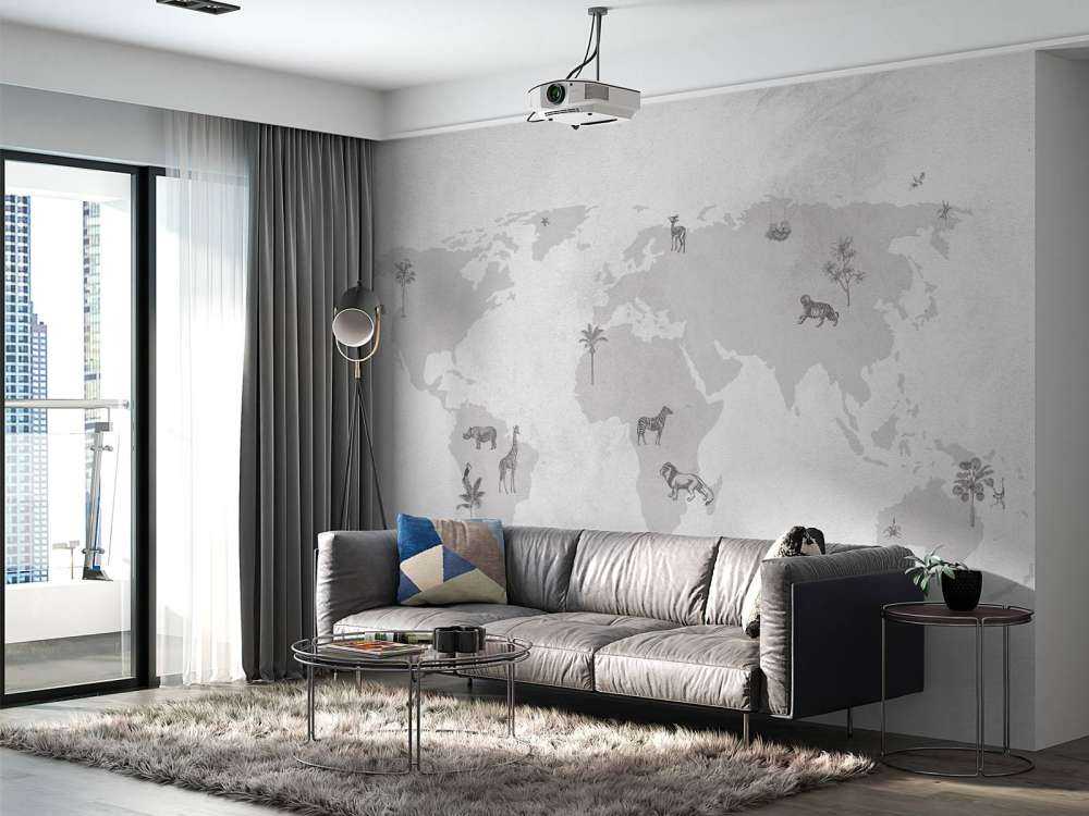 World map sketch grey