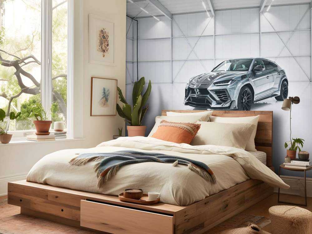 Lamborghini in white hall