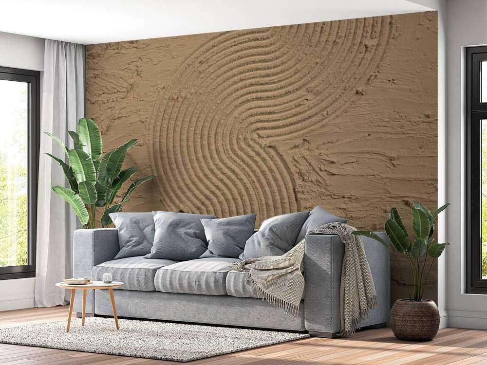 Organic lines and structures hem in gold brown