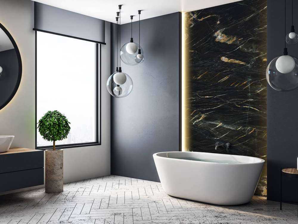 Black marble with gold structure