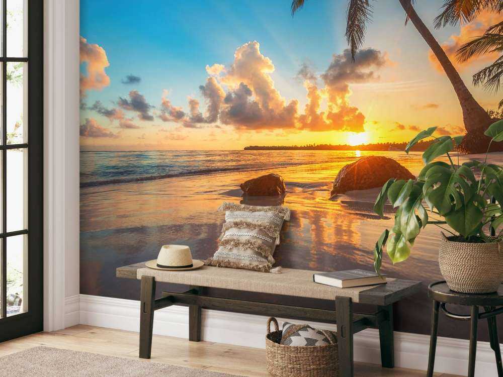 Palm trees at sunset