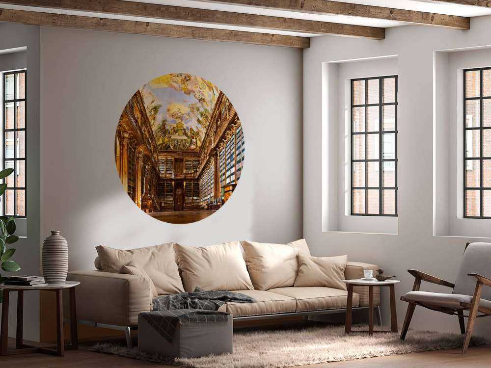 Historical library in warm wood