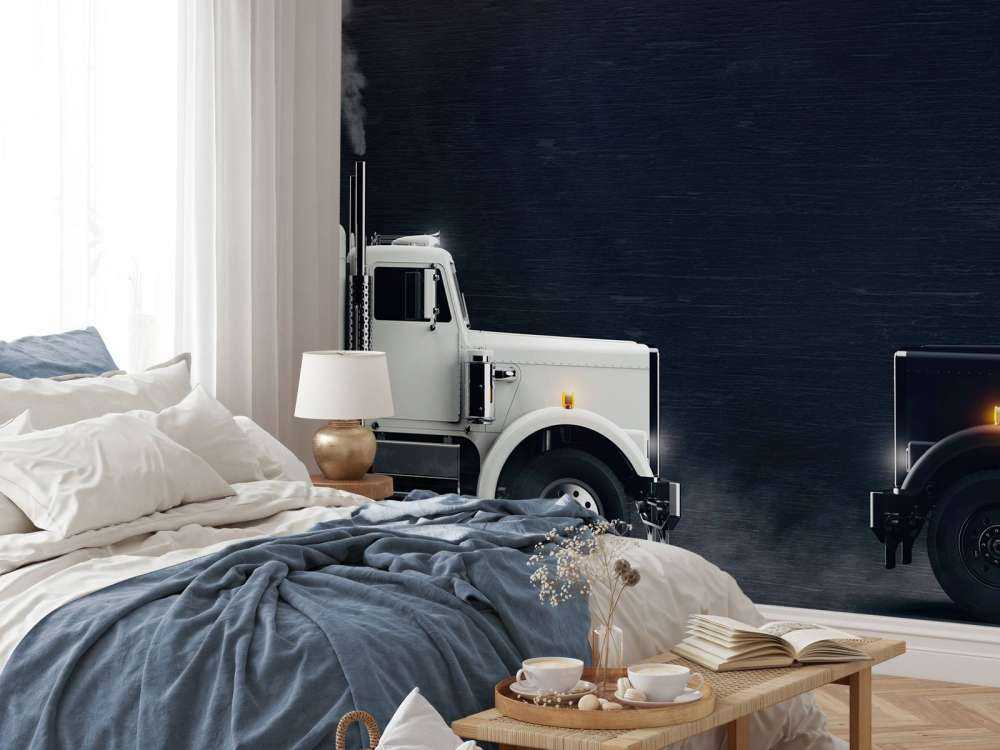 Black and white truck