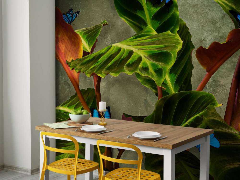 Green plant with butterflies