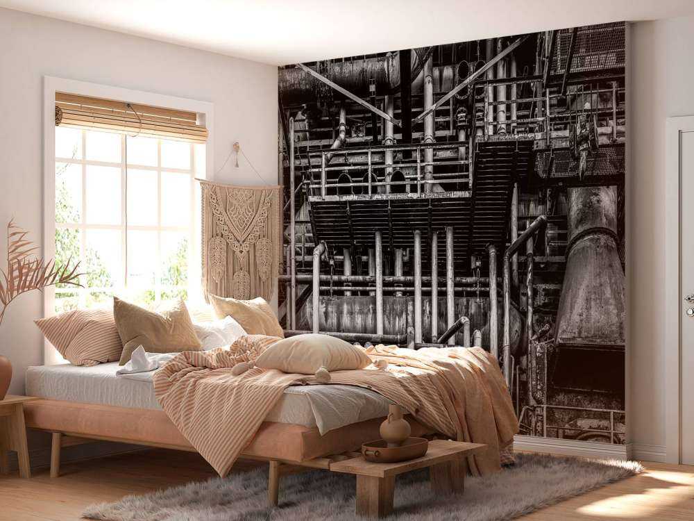 Old industrial factory in black and white