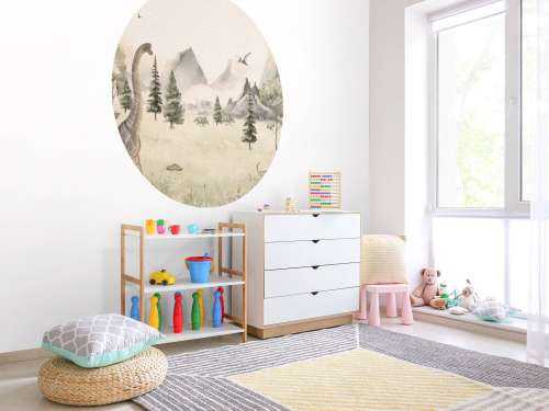 Landscape with dinosaurs in beige