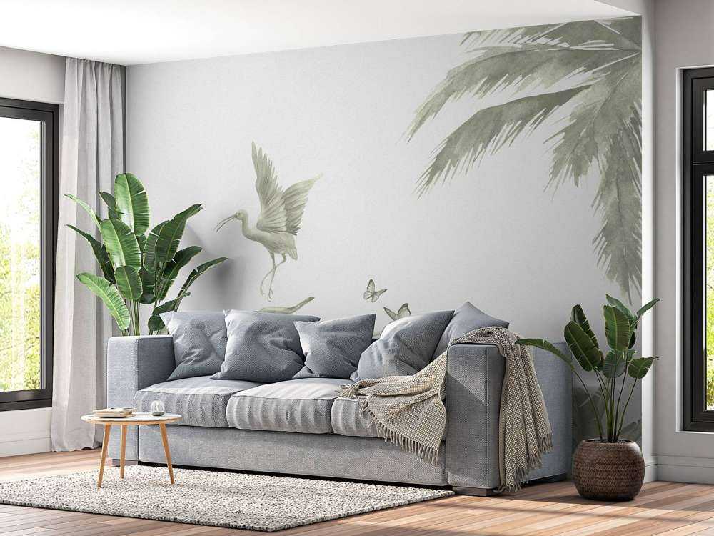 Branch with jungle animals in green