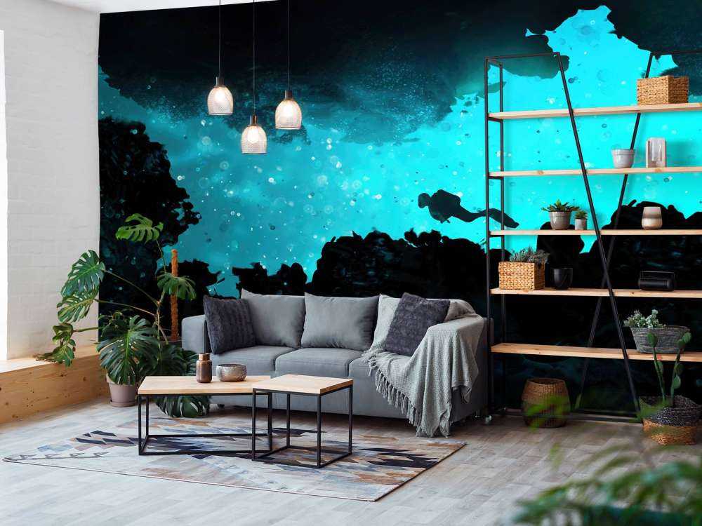 Narrow cave with diver