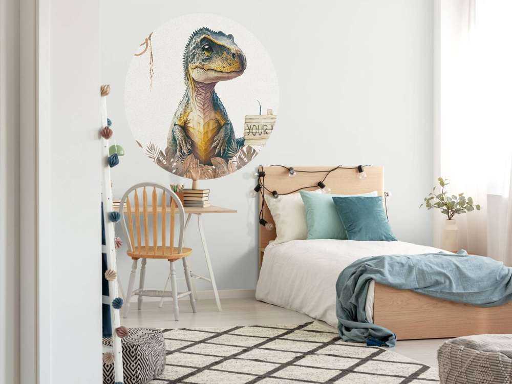 Baby t-rex in the taupe jungle