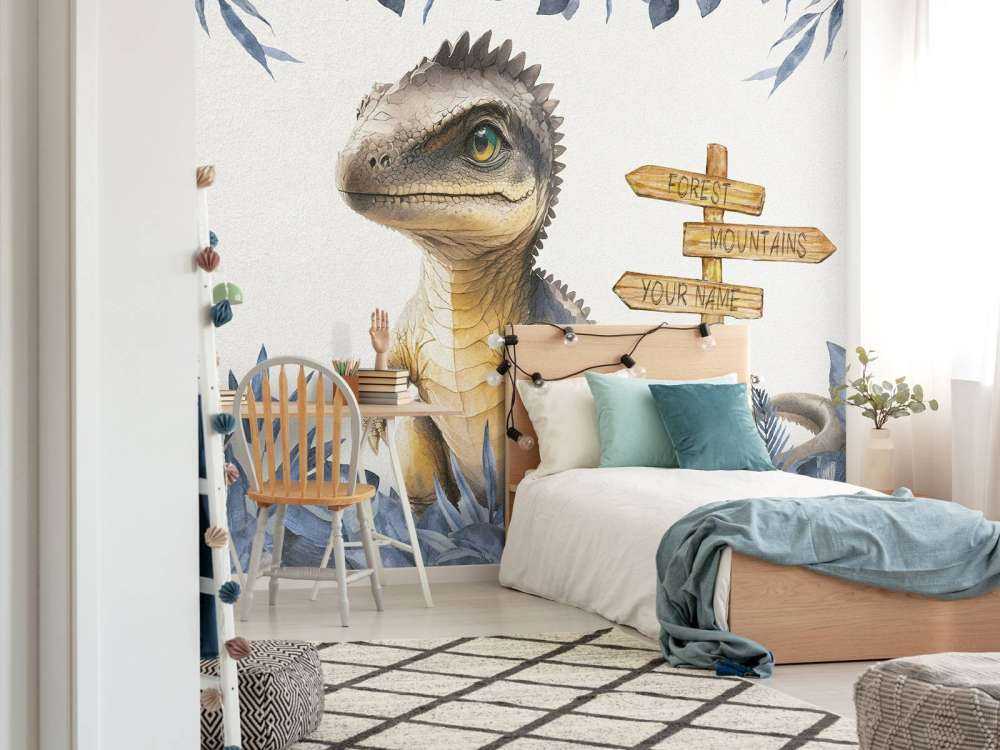 Baby spinosaurus in the blue jungle