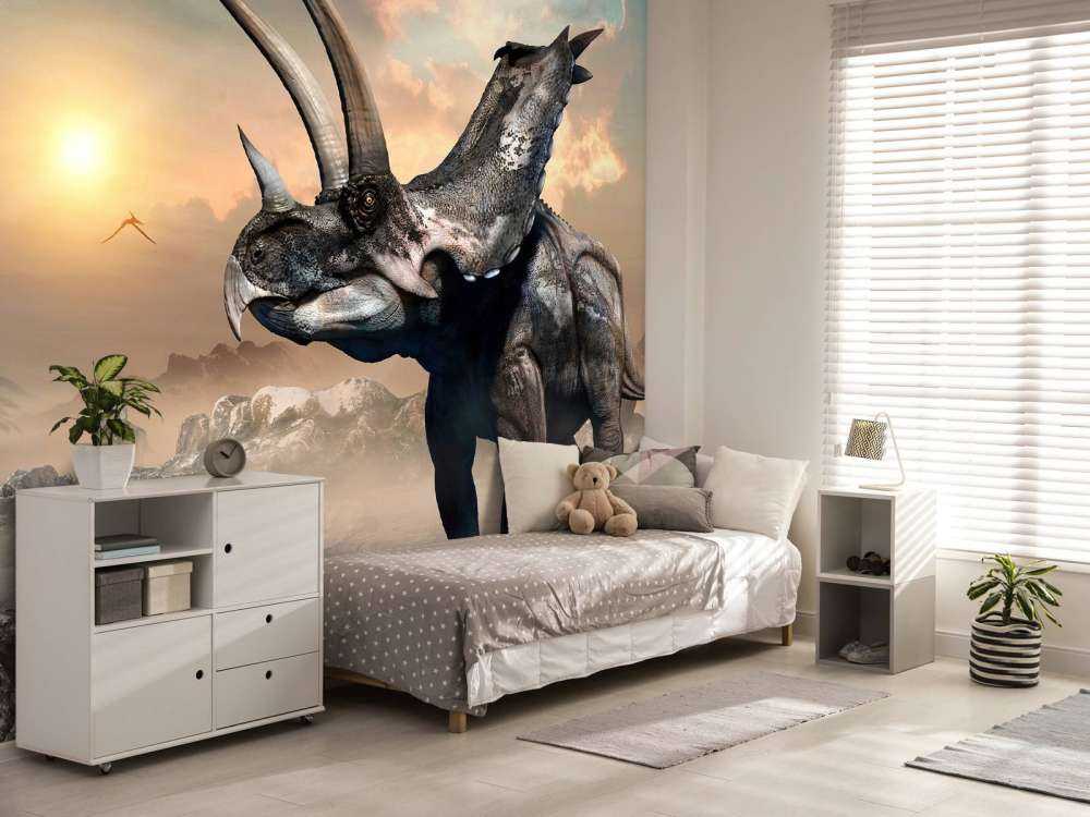 Dinosaur in the morning fog