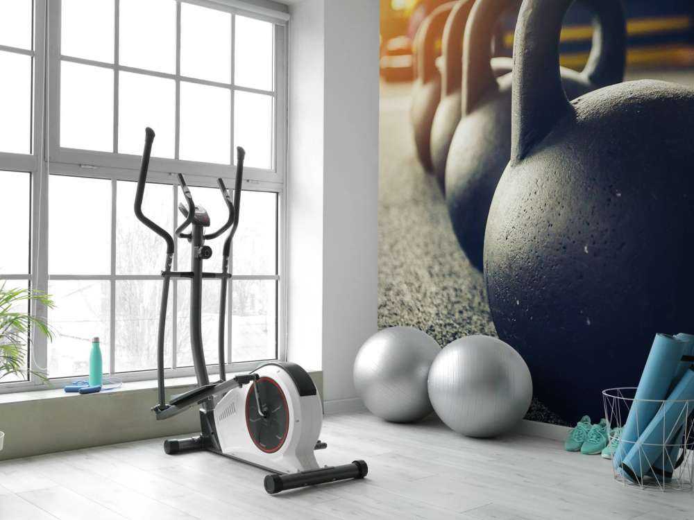 Row of kettlebells