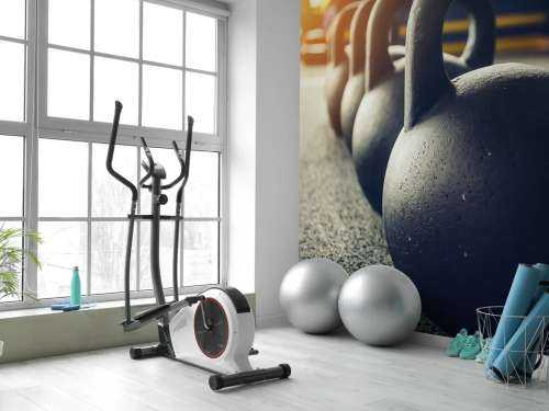 Row of kettlebells