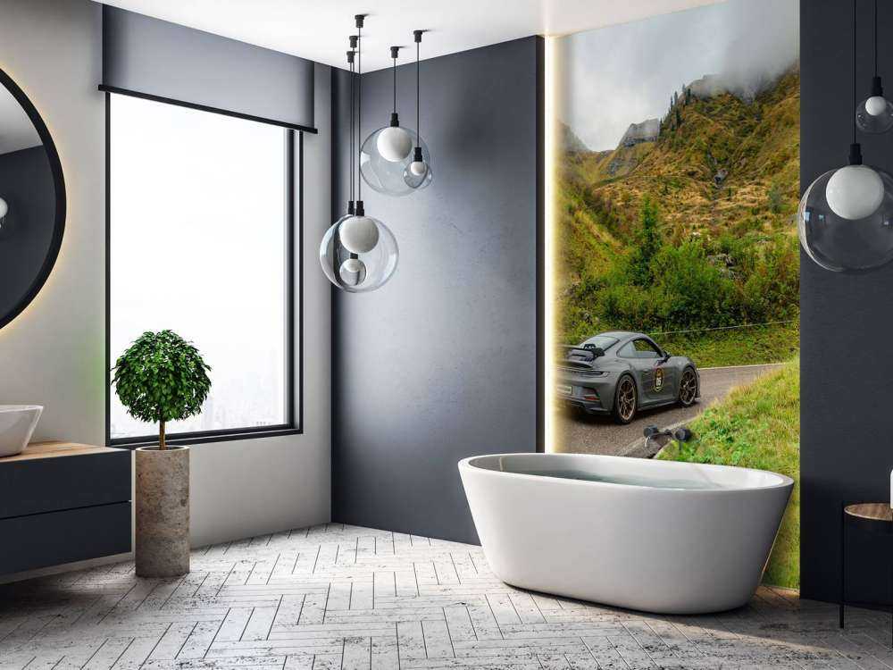 Sports car in mountain mist