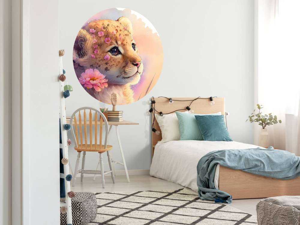 Dreamy puppy among the flowers