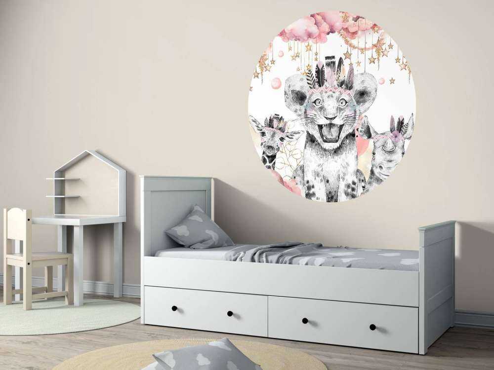 Dreamy animals under starry clouds