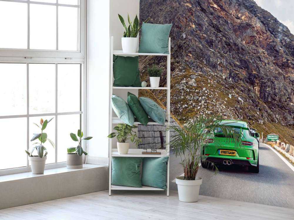 Mountain pass with sports car