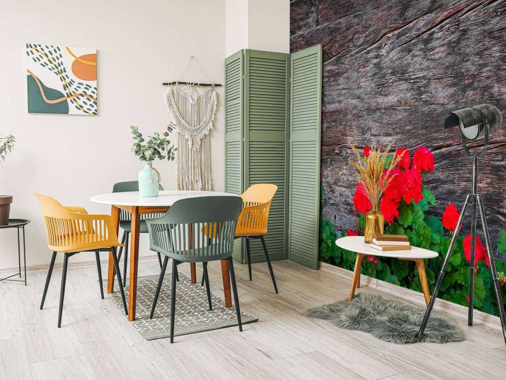 Weathered wood with flowers