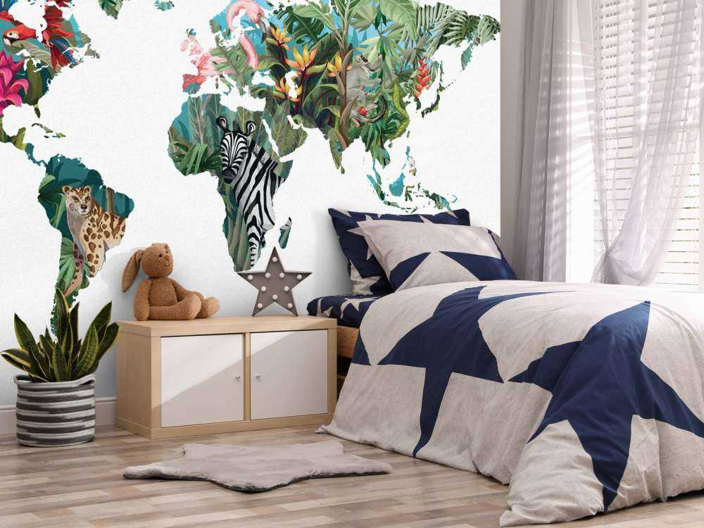 Jungle dieren wereldkaart