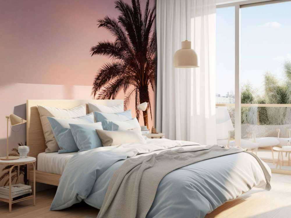 Palmbomen en zonsondergang