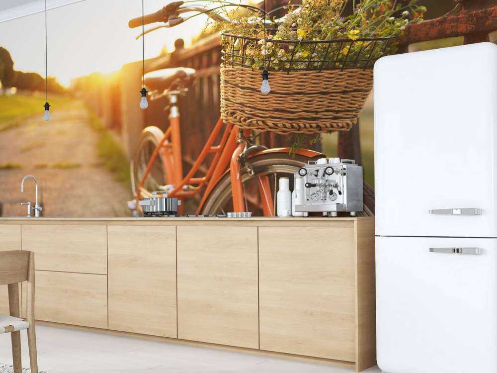 Red bike with basket