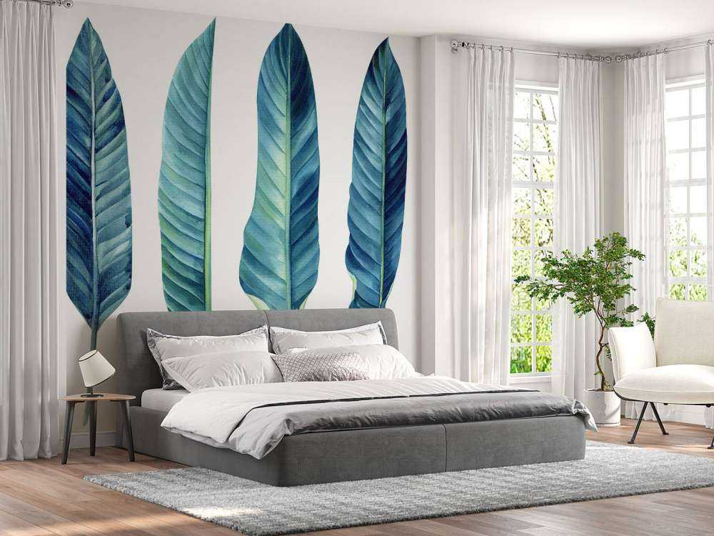 Tropical leaves on white background