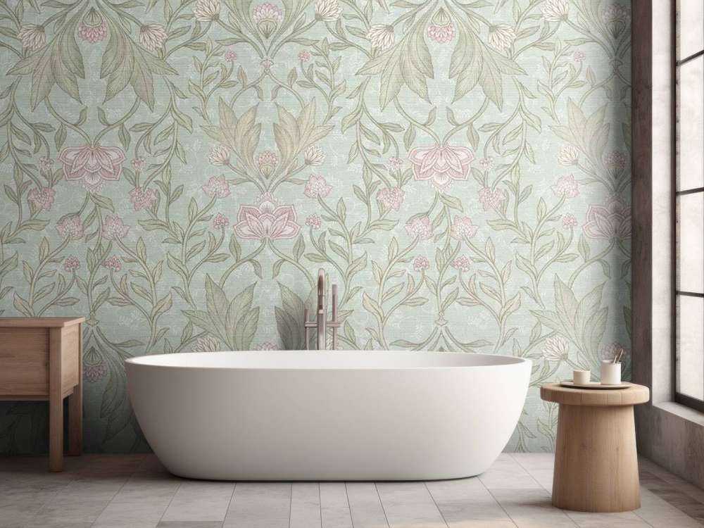 Morris floral damask - mint green