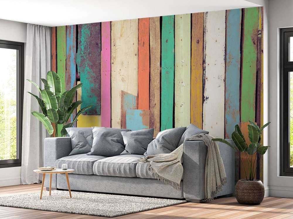 Colored demolition wood