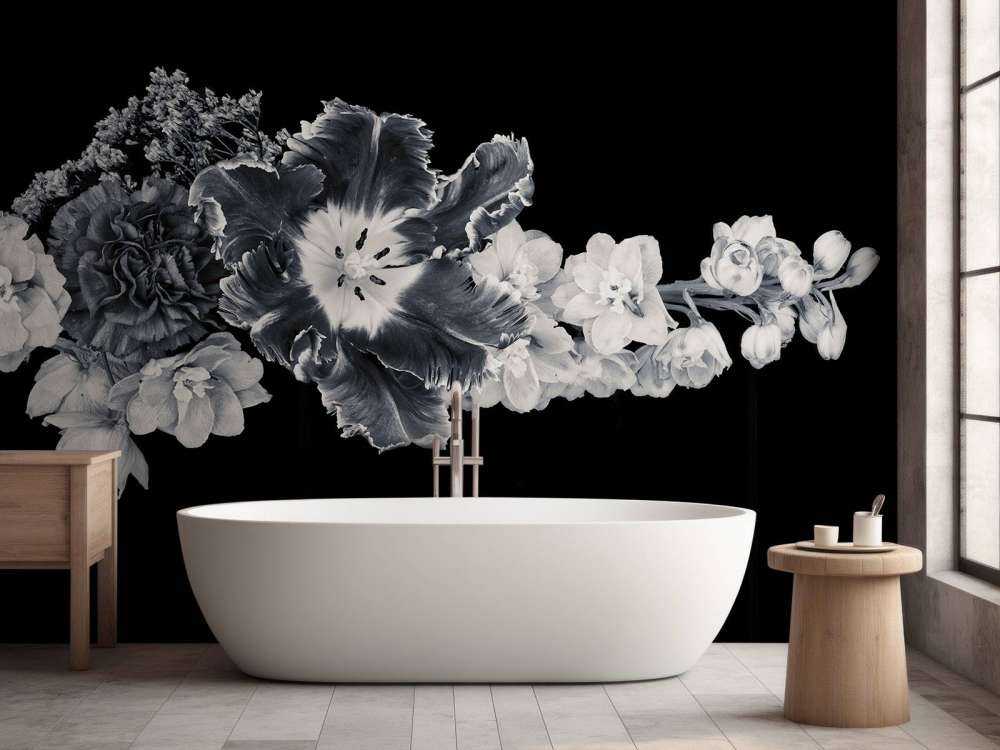 Zwart-wit bloemen boeket