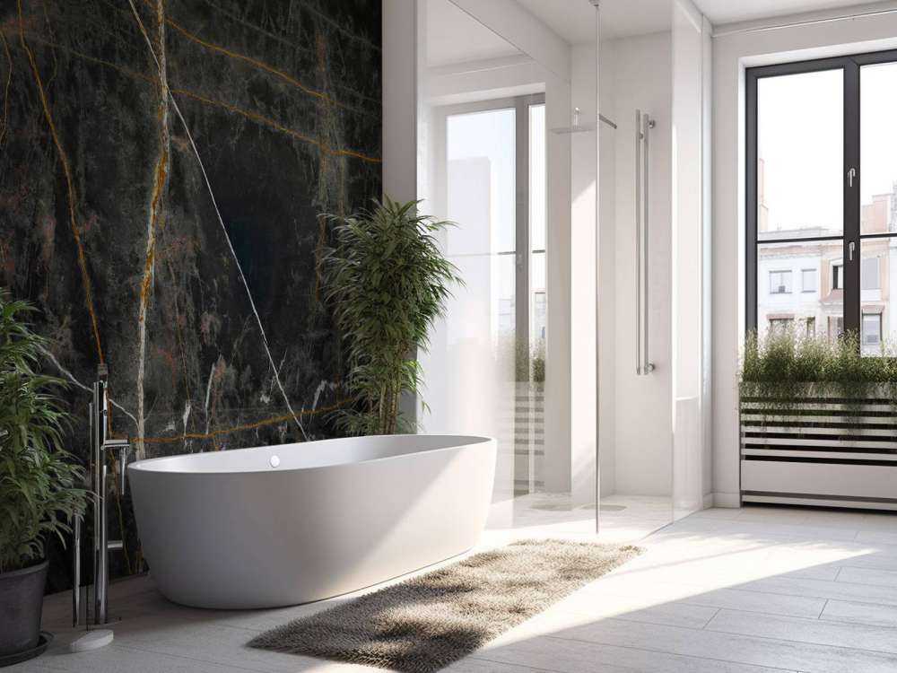 Black marble with copper tones