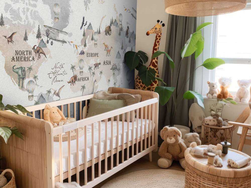 World map with dinosaurs