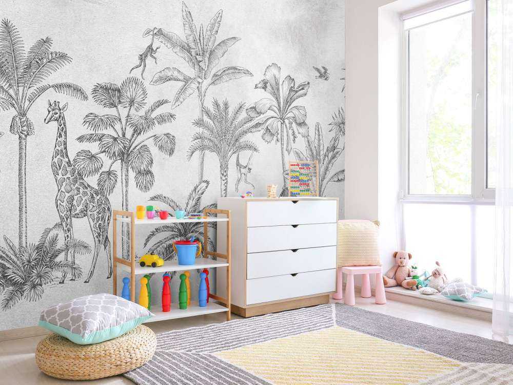 Tropical animal jungle gray