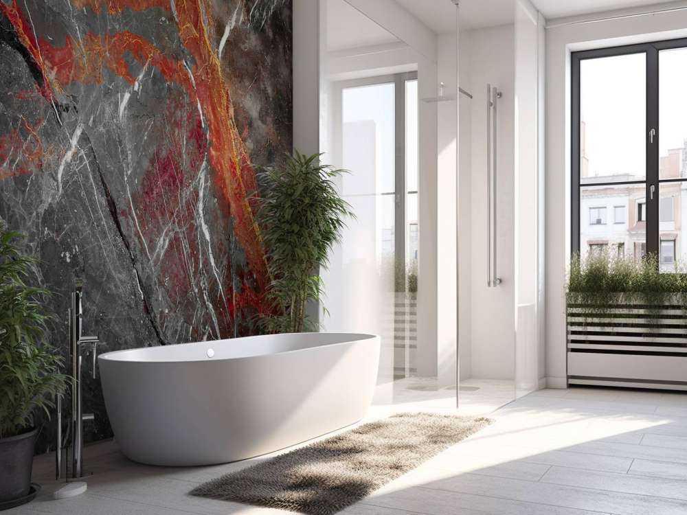 Marble with red veins