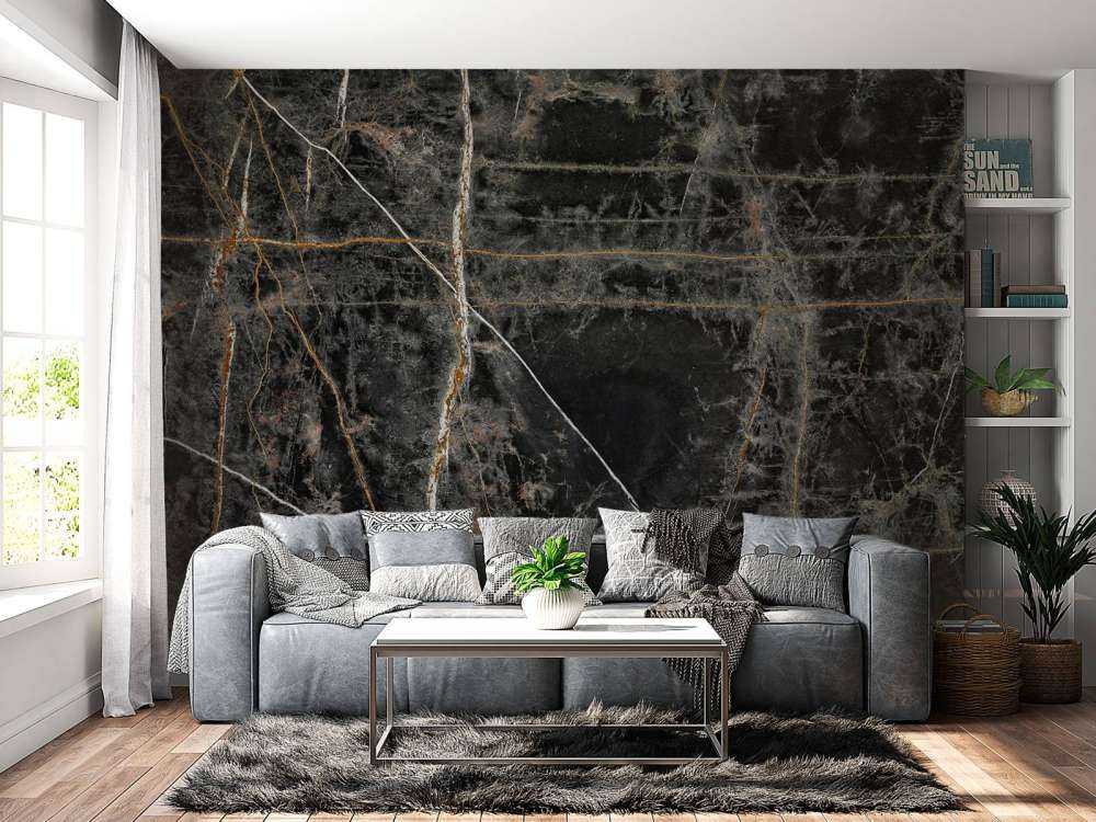 Dark marble with copper-coloured lines