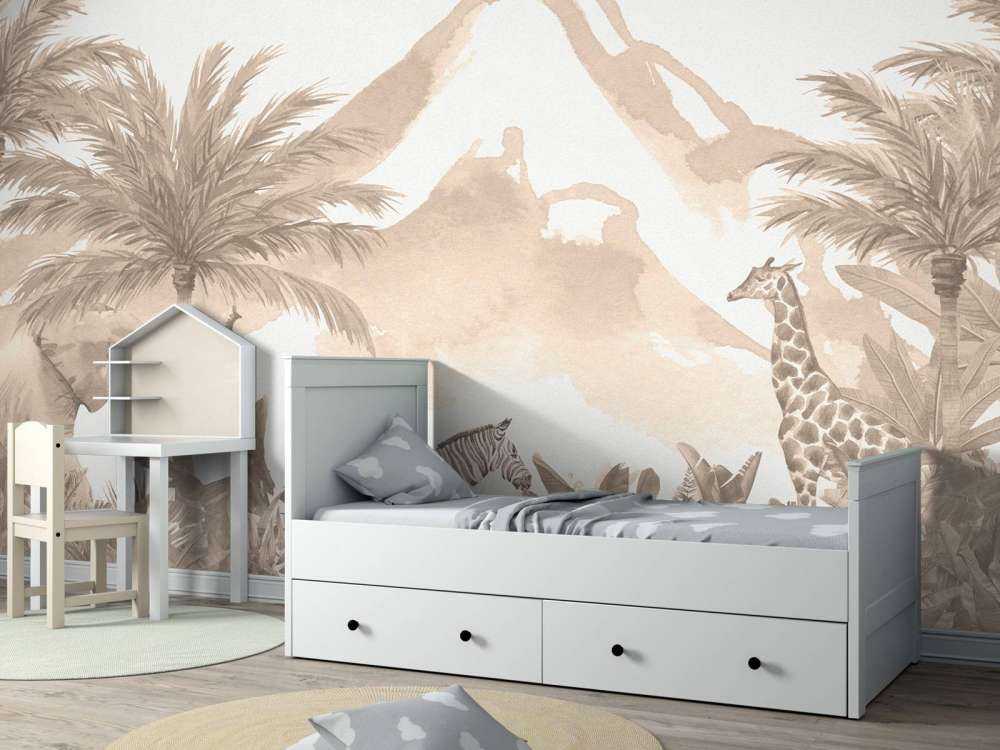 Jungle animals in taupe