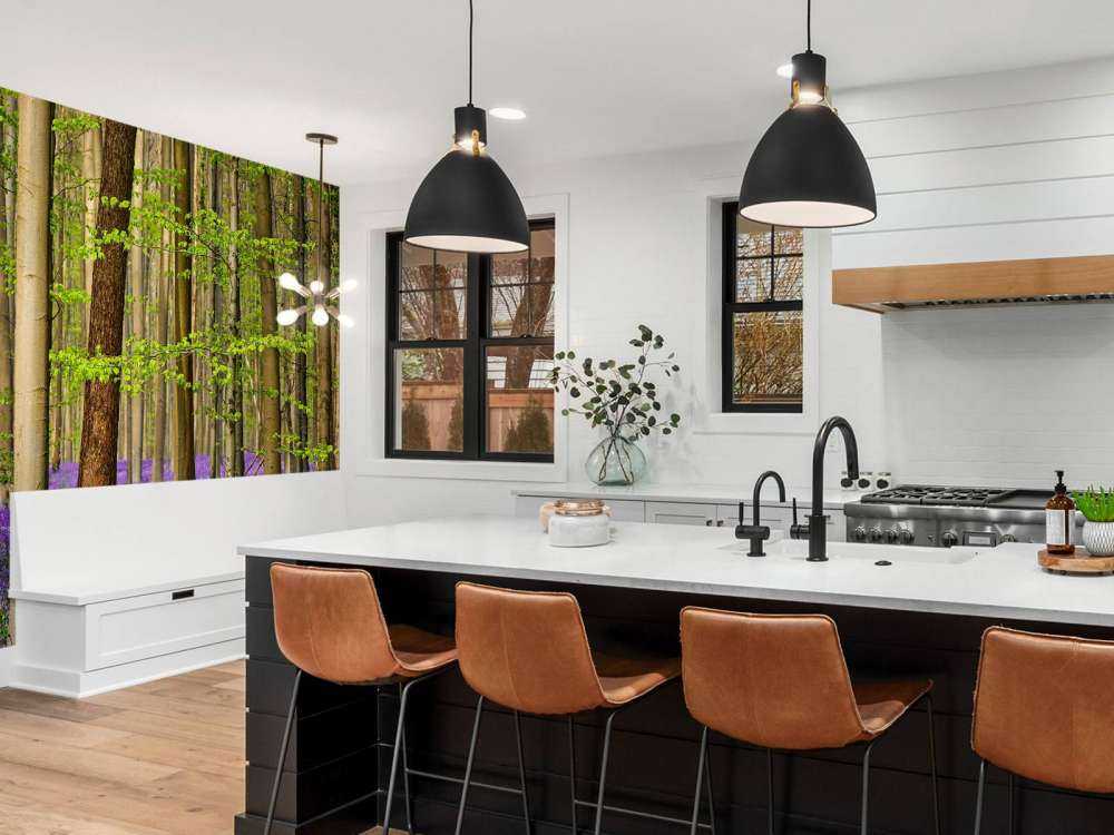 Forest with purple flowers