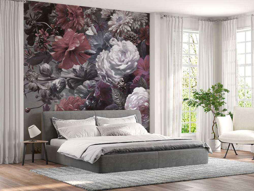 Big bouquet with red poppies